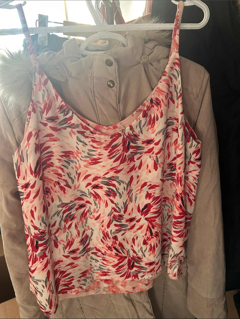 Women’s Pink Red Floral Cami Tank Top